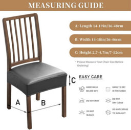 Set Of 4 Chair Seat Covers, Waterproof, Removable And Washable For Dining Room Chairs, Kitchen (Back), Black - thumbnail 2