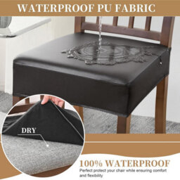 Set Of 4 Chair Seat Covers, Waterproof, Removable And Washable For Dining Room Chairs, Kitchen (Back), Black - thumbnail 4