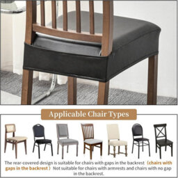 Set Of 4 Chair Seat Covers, Waterproof, Removable And Washable For Dining Room Chairs, Kitchen (Back), Black - thumbnail 6