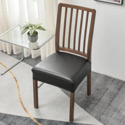Set Of 4 Chair Seat Covers, Waterproof, Removable And Washable For Dining Room Chairs, Kitchen (Back), Black - thumbnail 5