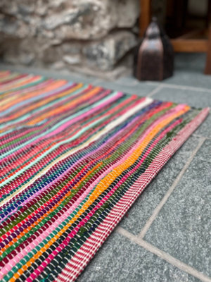Second Nature Online Rainbow Rug Outdoor And Indoor Multicolour Flat Weave Style 150 Cm X 150 Cm - image 1