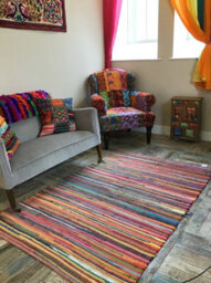 Second Nature Online Rainbow Rug Outdoor And Indoor Multicolour Flat Weave Style 150 Cm X 150 Cm - thumbnail 9