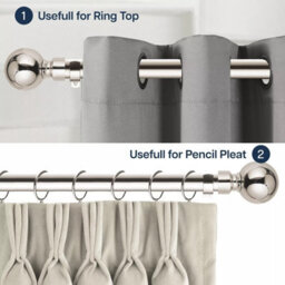 Bedlooms Metal Curtain Pole 28mm- Plain Ball Finials 60mm With Strong Extendable Durable Rod Brushed Silver 70-120 Cm - thumbnail 7