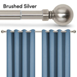 Bedlooms Metal Curtain Pole 28mm- Plain Ball Finials 60mm With Strong Extendable Durable Rod Brushed Silver 70-120 Cm - thumbnail 3