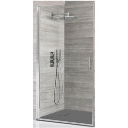 Homestylestore Chrome Reversible Recessed Hinged Door Shower Enclosure And Light Grey Slate Effect Tray 1200 X 800mm