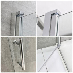 Homestylestore Chrome Reversible Recessed Hinged Door Shower Enclosure And Light Grey Slate Effect Tray 1200 X 800mm - thumbnail 2