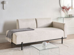 Beliani Chaise Longue Savasse Faux Linen Light Beige - thumbnail 2