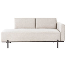 Beliani Chaise Longue Savasse Faux Linen Light Beige - thumbnail 1