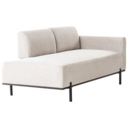 Beliani Chaise Longue Savasse Faux Linen Light Beige - thumbnail 4