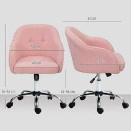 3-En-1 Pink Fluffy Desk Chair For Home Study Bedroom, Fabric Makeup Vanity Chair - thumbnail 2