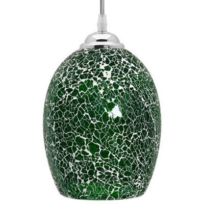 Long Life Lamps Company Vintage Ceiling Crackle Green Mosaic Glass Pendant Light K424 - image 1