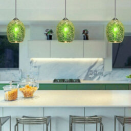 Long Life Lamps Company Vintage Ceiling Crackle Green Mosaic Glass Pendant Light K424 - thumbnail 8