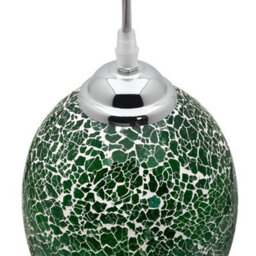 Long Life Lamps Company Vintage Ceiling Crackle Green Mosaic Glass Pendant Light K424 - thumbnail 4