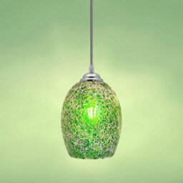 Long Life Lamps Company Vintage Ceiling Crackle Green Mosaic Glass Pendant Light K424 - thumbnail 5