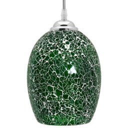 Long Life Lamps Company Vintage Ceiling Crackle Green Mosaic Glass Pendant Light K424 - thumbnail 1
