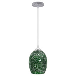 Long Life Lamps Company Vintage Ceiling Crackle Green Mosaic Glass Pendant Light K424 - thumbnail 3