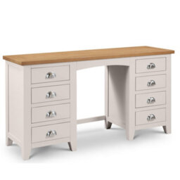 Julian Bowen Richmond Dressing Table With 8 Storage Drawers, Grey, Solid Oak Wood, Fully Assembled, Height: 75 X Width: 142 X Depth: 44Cm