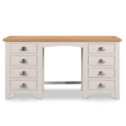 Julian Bowen Richmond Dressing Table With 8 Storage Drawers, Grey, Solid Oak Wood, Fully Assembled, Height: 75 X Width: 142 X Depth: 44Cm - thumbnail 3