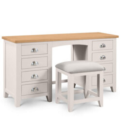 Julian Bowen Richmond Dressing Table With 8 Storage Drawers, Grey, Solid Oak Wood, Fully Assembled, Height: 75 X Width: 142 X Depth: 44Cm - thumbnail 4