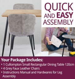 Hallowood Furniture Cullompton Small Rectangular Dining Table 120Cm With 4 Taupe Faux Leather Chairs - thumbnail 7