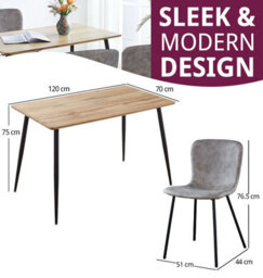 Hallowood Furniture Cullompton Small Rectangular Dining Table 120Cm With 4 Taupe Faux Leather Chairs - thumbnail 3