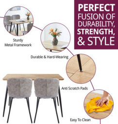 Hallowood Furniture Cullompton Small Rectangular Dining Table 120Cm With 4 Taupe Faux Leather Chairs - thumbnail 2