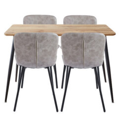 Hallowood Furniture Cullompton Small Rectangular Dining Table 120Cm With 4 Taupe Faux Leather Chairs - thumbnail 9