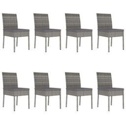 Berkfield 9 Piece Outdoor Dining Set With Cushions Poly Rattan Grey - thumbnail 7