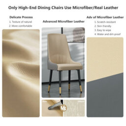 Fativo Set Of 2 Dining Chair Anti-Scratch Leather Padded Seat Metal Legs Chairs L46Xw50Xh82Cm, Light Khaki Gray - thumbnail 8