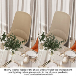 Fativo Set Of 2 Dining Chair Anti-Scratch Leather Padded Seat Metal Legs Chairs L46Xw50Xh82Cm, Light Khaki Gray - thumbnail 9