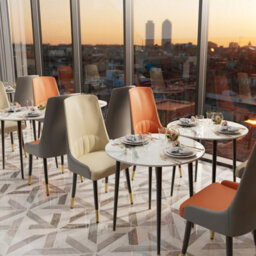 Fativo Set Of 2 Dining Chair Anti-Scratch Leather Padded Seat Metal Legs Chairs L46Xw50Xh82Cm, Light Khaki Gray - thumbnail 5