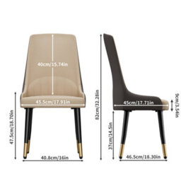 Fativo Set Of 2 Dining Chair Anti-Scratch Leather Padded Seat Metal Legs Chairs L46Xw50Xh82Cm, Light Khaki Gray - thumbnail 2