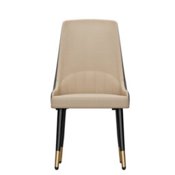 Fativo Set Of 2 Dining Chair Anti-Scratch Leather Padded Seat Metal Legs Chairs L46Xw50Xh82Cm, Light Khaki Gray - thumbnail 3