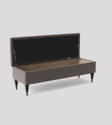 120Cm Safar Ottoman Bench With Storage And Turned Wooden Legs- Plush Velvet Shoes Bench - Grey Chesterfield Storage Bench - thumbnail 2