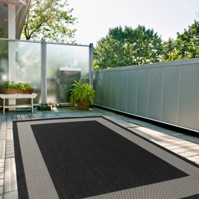 The Rugs Ecology Collection Outdoor Patio Garden Rug Black Bordered Design Weatherproof Jet Washable 200Bl - image 1