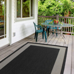 The Rugs Ecology Collection Outdoor Patio Garden Rug Black Bordered Design Weatherproof Jet Washable 200Bl - thumbnail 9