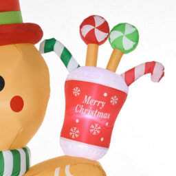 Homcom 7.5Ft Christmas Inflatables Gingerbread Man With Candy Cane Led Lights - thumbnail 8