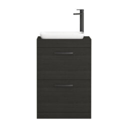 Royal Bathrooms Turin 500mm Freestanding Bathroom Vanity Unit With Sink 2 Drawer Hale Black & Qubix Countertop Basin - thumbnail 5