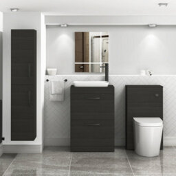 Royal Bathrooms Turin 500mm Freestanding Bathroom Vanity Unit With Sink 2 Drawer Hale Black & Qubix Countertop Basin - thumbnail 3
