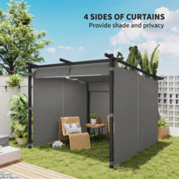 Outsunny 3 X 3(M) Metal Pergola With Retractable Roof And Sidewalls, Light Grey - thumbnail 5