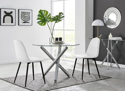 Furniturebox Uk Selina Round Dining Table And 2 White Corona Black Leg Chairs - image 1