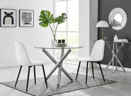 Furniturebox Uk Selina Round Dining Table And 2 White Corona Black Leg Chairs