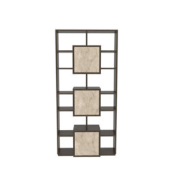 Decorotika Monaco Modern Bookcase Walnut Travertine - thumbnail 4