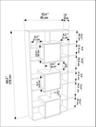 Decorotika Monaco Modern Bookcase Walnut Travertine - thumbnail 6