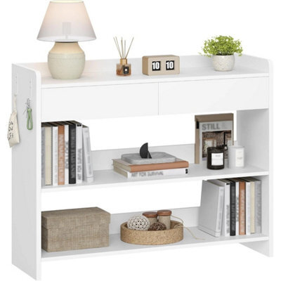 White Console Table With Drawers 100X30X80Cm Entryway Hallway Side Table - image 1