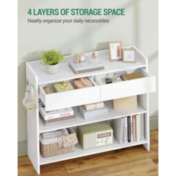White Console Table With Drawers 100X30X80Cm Entryway Hallway Side Table - thumbnail 3