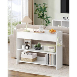 White Console Table With Drawers 100X30X80Cm Entryway Hallway Side Table - thumbnail 5