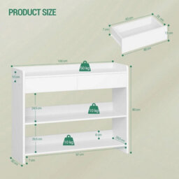White Console Table With Drawers 100X30X80Cm Entryway Hallway Side Table - thumbnail 2