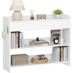 White Console Table With Drawers 100X30X80Cm Entryway Hallway Side Table - thumbnail 1