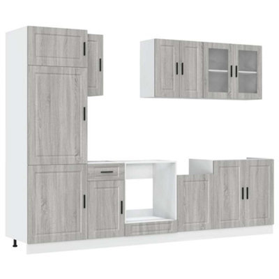Berkfield Elegant 8 Piece Kitchen Cabinet Set Kalmar Grey Sonoma Engineered Wood